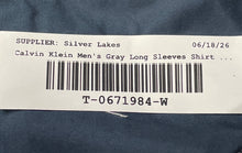 Load image into Gallery viewer, Calvin Klein Mens Gray Long Sleeve Collared Non-Iron Body Fit Dress Shirt Size L