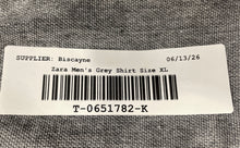 Load image into Gallery viewer, Zara Mens Gray Short Sleeve Slim Fit Collared Button-Up Shirt Size XL