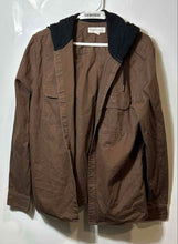 Load image into Gallery viewer, Aeropostale Mens Brown Cotton Long Sleeve Hooded Button-Up Shirt Size Small