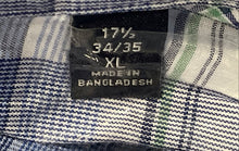 Load image into Gallery viewer, Tommy Hilfiger Mens Blue White Plaid Slim Fit Long Sleeve Dress Shirt Size XL