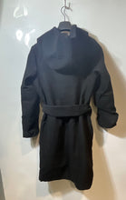 Load image into Gallery viewer, Venus Womens Black Long Sleeve Self-Tie Belt Attached Hooded Trench Coat Size 16