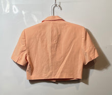 Load image into Gallery viewer, Zara Womens Light Peach Short Sleeve Collared Cropped One Button Blazer Size S