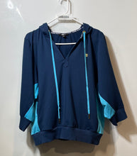 Load image into Gallery viewer, Anne Klein Sport Womens Blue 3/4 Sleeve Regular Fit Pullover Hoodie Size M