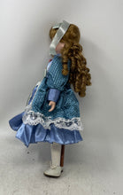 Load image into Gallery viewer, Collectible Blue Dress Curly Hair Green Eyes Porcelain Doll With Box