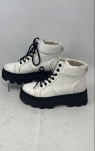Load image into Gallery viewer, Forever 21 Womens White Black Lace-Up Platform Combat Boots Size 7