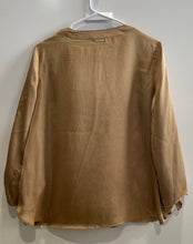 Load image into Gallery viewer, Michael Kors Womens Brown Satin Long Sleeve V-Neck Blouse Top Size Large