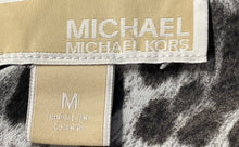 Load image into Gallery viewer, Michael Kors Womens Gray Black Animal Print Short Sleeve Blouse Top Size M