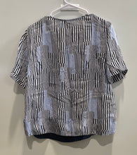Load image into Gallery viewer, Armani Exchange Womens Multicolor Striped Half Zip Short Sleeve Blouse Top Sz L