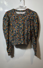 Load image into Gallery viewer, Zara Womens Voluminous Multicolor Floral Puff Sleeve Cropped Blouse Top Size M