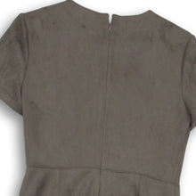 Load image into Gallery viewer, Calvin Klein Womens Brown Suede Short Sleeve Round Neck Zip-Up Mini Dress Size 6