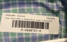 Load image into Gallery viewer, Hugo Boss Mens Green Blue Sharp Fit Collared Long Sleeve Dress Shirt Size 16.5
