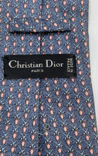 Load image into Gallery viewer, Christian Dior Mens Blue Printed Silk Keeper Loop Adjustable Pointed Tie