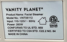 Load image into Gallery viewer, Vanity Planet VNT06112 White Silver Aira Ionic Facial Steamer Not Tested