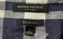Load image into Gallery viewer, Banana Republic Mens Blue White Plaid Long Sleeve Slim Fit Button-Up Shirt Sz S