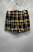 Load image into Gallery viewer, Bershka Bsk Girl Womens Yellow Black Plaid Frayed Fringe Tartan Mini Skort Sz M