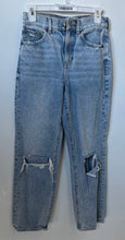 Load image into Gallery viewer, Express Womens Blue Light Wash Distressed Denim Mom Jeans SIZE 00