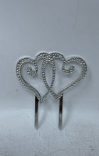 Load image into Gallery viewer, Celebrate It Occasions Interlocking Double Hearts Rhinestone Cake Topper w/ Box