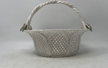 Load image into Gallery viewer, White Floral Engraved Ceramic Home Decorative Top Handle Centerpiece Basket