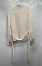 Load image into Gallery viewer, Express Womens Beige Striped Long Sleeve Waist Tie Button-Up Shirt Size XS