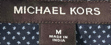 Load image into Gallery viewer, Michael Kors Mens Blue Short Sleeve Collared Button-Up Shirt Size Medium