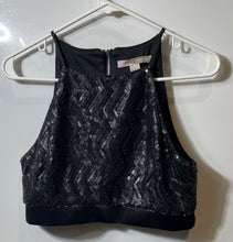 Load image into Gallery viewer, Forever 21 Womens Black Sequin Sleeveless Square Neck Cropped Top Size M