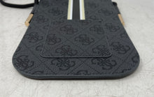 Load image into Gallery viewer, Guess Womens Black Signature Print Single Strap Flap Mini Phone Crossbody Bag