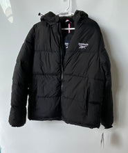 Load image into Gallery viewer, Reebok Womens Black Hooded Padded Long Sleeve Puffer Jacket Size M With Tag