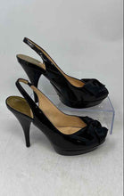 Load image into Gallery viewer, Cole Haan Womens Black Bow Peep Toe High Stiletto Slingback Heels Size 7B