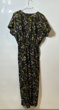 Load image into Gallery viewer, Express Womens Black Floral Print Short Sleeve Waist Tie One-Piece Jumpsuit Sz M