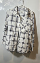 Load image into Gallery viewer, Forever 21 Mens Blue White Windowpane Print Button-Up Shirt Size Large
