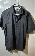 Load image into Gallery viewer, Zara Mens Gray Cotton Short Sleeve Regular Fit Collared Button-Up Shirt Size L