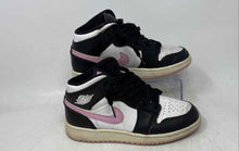 Load image into Gallery viewer, Nike Kids Air Jordan 1 Mid White Black Mid Top Lace-Up Sneaker Shoes Size 4Y