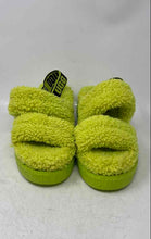 Load image into Gallery viewer, UGG Womens Oh Fluffita Key Lime Green Open Toe Platform Slippers Size 8
