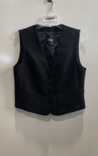 Load image into Gallery viewer, Zara Womens Black Sleeveless Pockets Four-Button Vest Size Medium