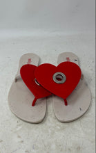 Load image into Gallery viewer, Melissa Womens White Red Slip-On Open Toe Heart-Embellished Thong Sandals Size 6