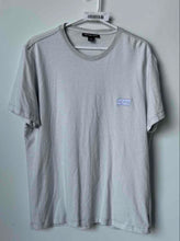 Load image into Gallery viewer, Michael Kors Mens Gray White Striped Print Short Sleeve Pullover T-Shirt Size XL