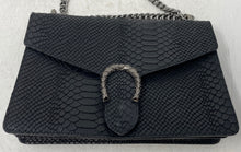 Load image into Gallery viewer, Borse In Pelle Womens Black Animal Print Leather Chain Strap Crossbody Handbag