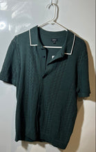 Load image into Gallery viewer, Express Mens Green White Cotton Short Sleeve Collared Outline Polo Shirt Size M