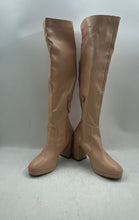 Load image into Gallery viewer, Charlotte Russe Womens Cream Block Heel Side-Zip Knee-High Riding Boots Size 9