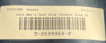 Load image into Gallery viewer, Zara Mens Dark Blue Long Sleeve Notch Lapel Pockets Two Button Blazer Size 38