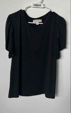 Load image into Gallery viewer, Michael Kors Womens Black White Polka Dot Short Bud Sleeve Blouse Top Size XL