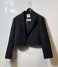 Load image into Gallery viewer, Zara Womens Black Notch Lapel Long Sleeve Open Front Cropped Blazer Size XXL