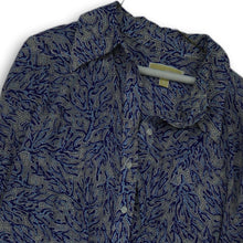Load image into Gallery viewer, Michael Kors Womens Blue White Long Sleeve Button Front Blouse Top Size XL
