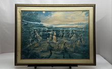 Load image into Gallery viewer, Vintage Large Framed Wall Art Print Of Kids Dancing In The Woods