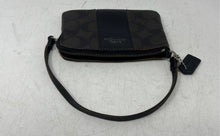 Load image into Gallery viewer, Coach Womens Brown Black Signature Stripe Leather Trim Zipper Wristlet Wallet