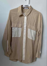 Load image into Gallery viewer, Zara Womens Beige Long Sleeve Collared Dual Pockets Button-Up Shirt Size S