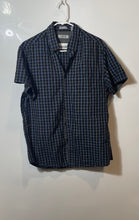 Load image into Gallery viewer, Kenneth Cole Reaction Mens Blue Black Plaid Super Slim Fit Button-Up Shirt Sz L