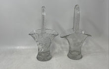 Load image into Gallery viewer, Set Of 2 Pcs Duncan & Miller Clear Floral Engraved Crystal Top Handle Baskets