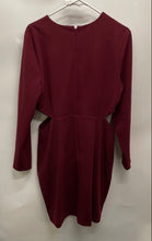Load image into Gallery viewer, Express Womens Burgundy Side Cut-Out Long Sleeve Back Zip Sheath Dress Size L