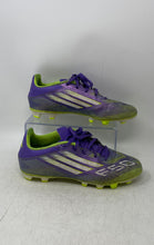 Load image into Gallery viewer, Adidas Mens F50 League FG/MG Purple Green Lace-Up Soccer Cleats Size 8
